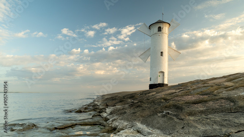 Wallpaper Mural Panoramic image of an old lighthouse in Swinoujscie, a port in Poland on the Baltic Sea. Torontodigital.ca