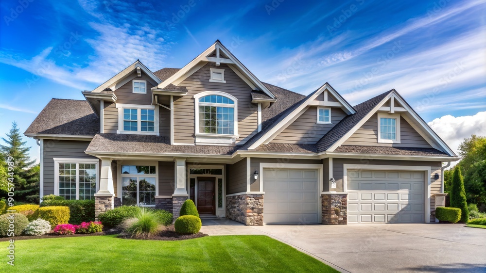 Suburban Dream Home with Two-Car Garage and Lush Landscape, Real Estate , House , Architecture , Home Suburban Dream Home with Two-Car Garage and Lush Landscape, Real Estate , House , Architecture , Home