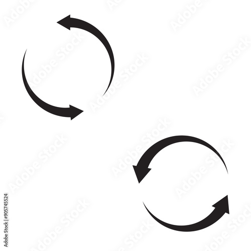 Circle Arrow icon set vector illustration, refresh, reload, Set of circle arrows rotating, different circular arrows of black color isolated, recycle sign, Arrow clock wise rotating symbol, arrow sign