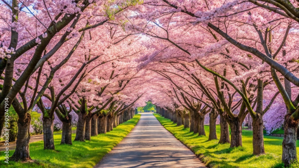 A Pathway of Pink Blossoms A Cherry Tree Tunnel in Spring, cherry blossom , pink trees , springtime , nature A Pathway of Pink Blossoms A Cherry Tree Tunnel in Spring, cherry blossom , pink trees , springtime , nature