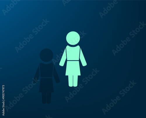 Vector illustration with shadow on blue background with gradient