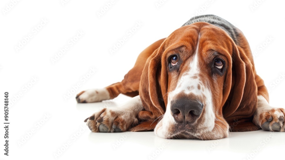 Basset Hound Lying Down With Sad Expression Basset Hound Lying Down With Sad Expression