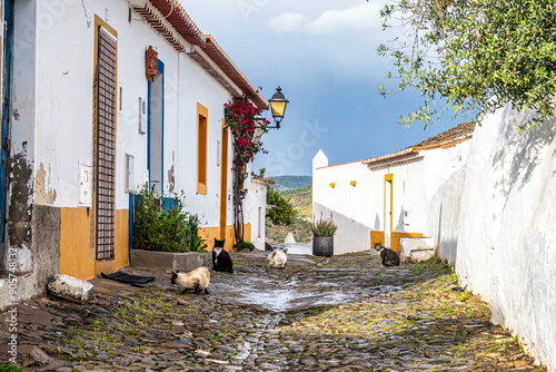 View of the village of Mertola with its white houses and narrow streets. Alentejo Region. Portugal