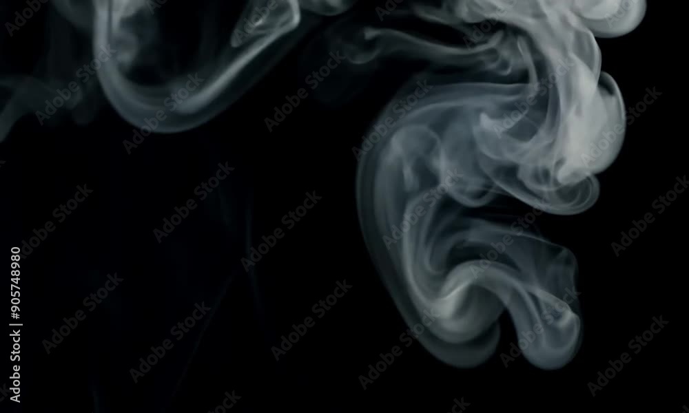 White puff of smoke amidst a black background floating across the screen abstract convept White puff of smoke amidst a black background floating across the screen abstract convept