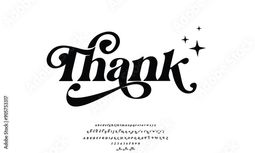 Thank is Abstract beauty Fashion font alphabet. Minimal modern urban fonts for logo, brand etc. Typography typeface uppercase lowercase and number. vector illustration