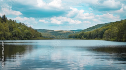 Serene Lake Reflecting a Bl...
