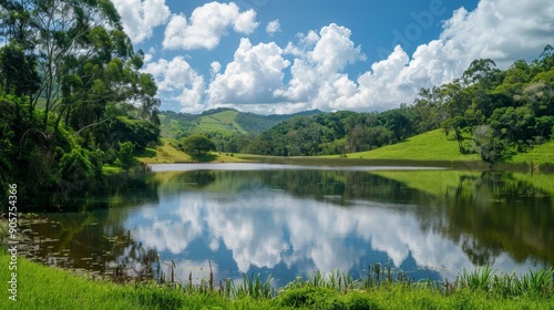 Tranquil Lake Reflection wi...
