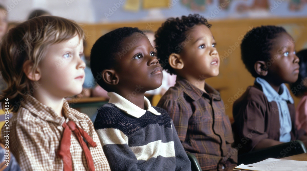 group of smiling children in elementary school in a classroom lesson group of smiling children in elementary school in a classroom lesson