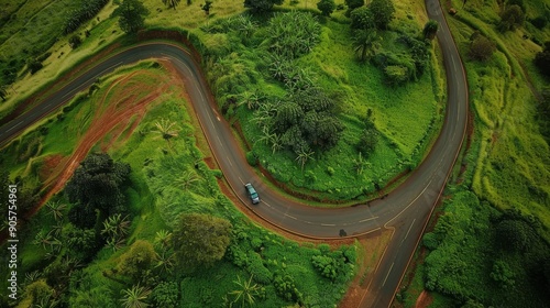 Aerial View of Winding Road...