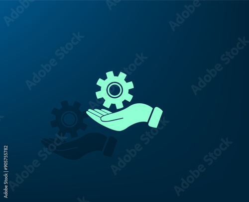 Vector illustration with shadow on blue background with gradient