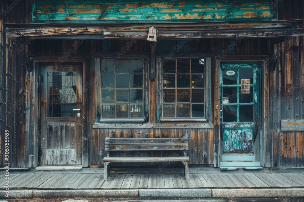 A wooden building with a bench sitting outside, ideal for outdoor settings A wooden building with a bench sitting outside, ideal for outdoor settings