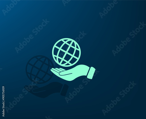 Vector illustration with shadow on blue background with gradient