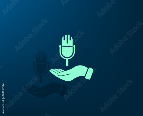 Vector illustration with shadow on blue background with gradient