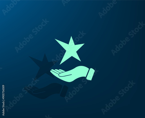 Vector illustration with shadow on blue background with gradient