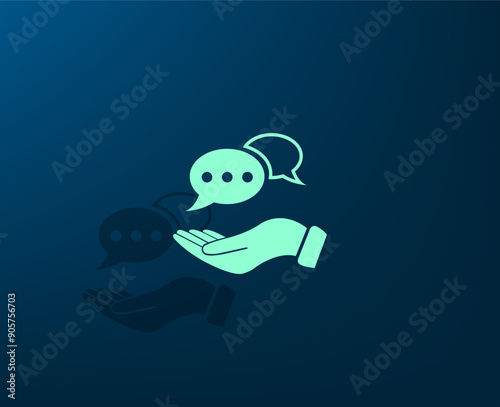 Vector illustration with shadow on blue background with gradient