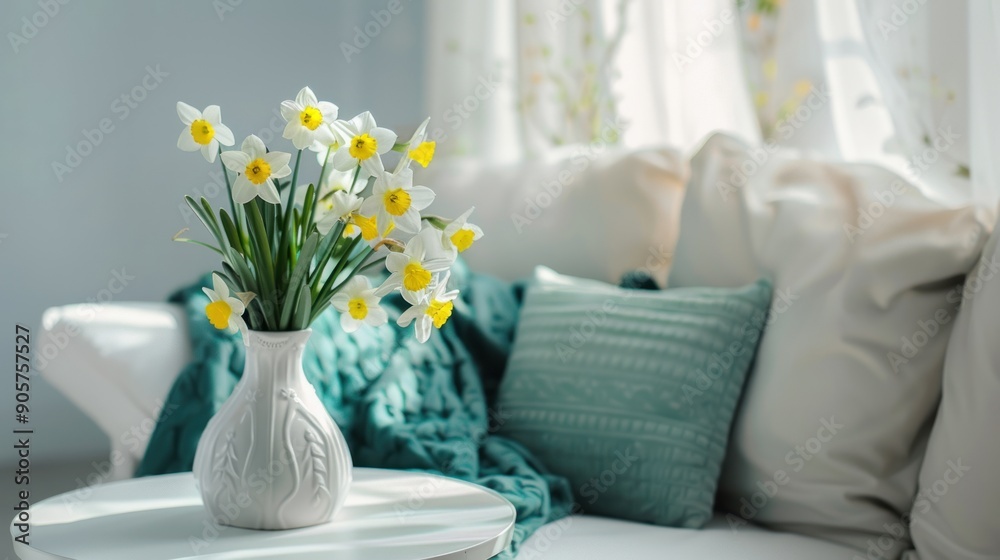 White Flowers in Vase on Table White Flowers in Vase on Table