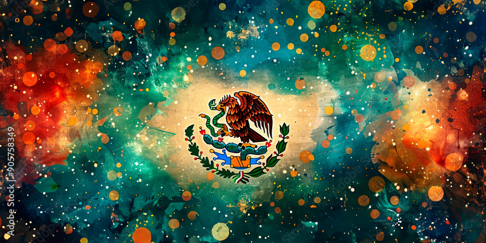 A stunning depiction of the Mexican flag with a vibrant, artistic background, celebrating Mexican Independence Day. Ideal for festive promotions and cultural events. A stunning depiction of the Mexican flag with a vibrant, artistic background, celebrating Mexican Independence Day. Ideal for festive promotions and cultural events.