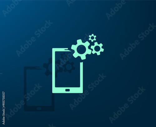 Vector illustration with shadow on blue background with gradient