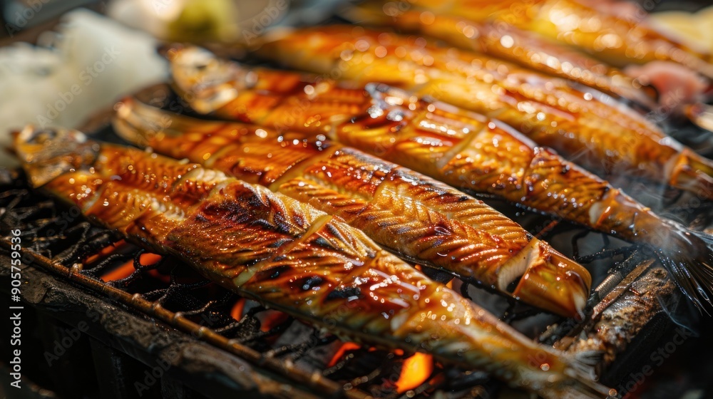 Grilled Fish on a Charcoal Grill Grilled Fish on a Charcoal Grill
