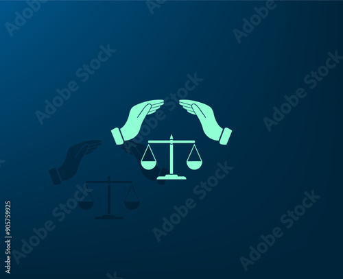 Vector illustration with shadow on blue background with gradient