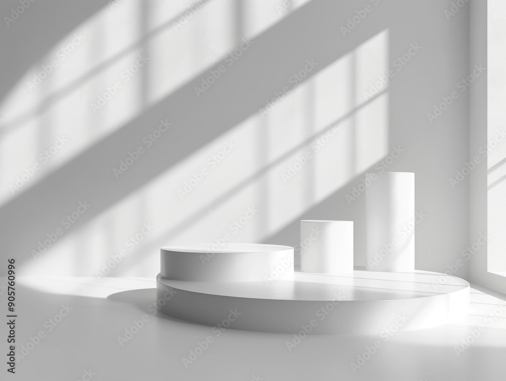 White Cylindrical Platform with Shadow Patterns White Cylindrical Platform with Shadow Patterns