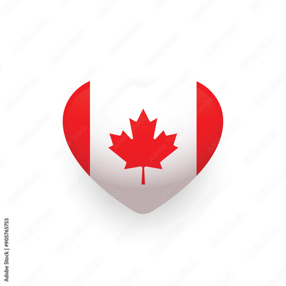 Canadian flag shaped as heart icon design. Canada flag. Vector illustration. Canadian flag shaped as heart icon design. Canada flag. Vector illustration.