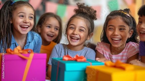 Children laughing with gifts