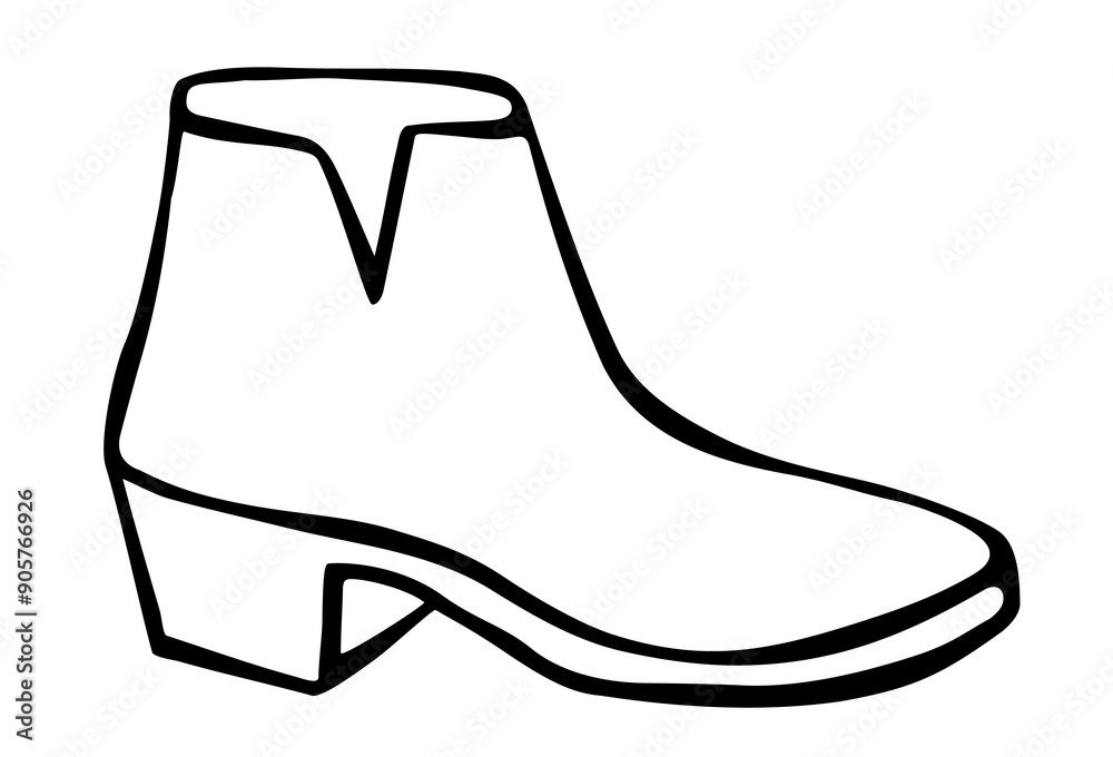 Doodle cowboy boot hand drawn in line art style. Png clipart isolated on transparent background Doodle cowboy boot hand drawn in line art style. Png clipart isolated on transparent background