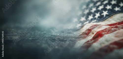 Flag of the United States Draped on a Surface With Soft Focus Background