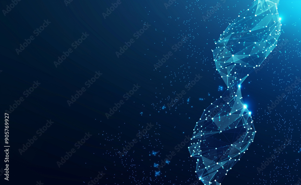 Fototapeta premium DNA Helix Illustration on Blue Background with Space for Text