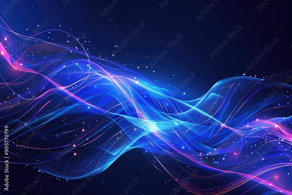 Fototapeta premium Abstract background featuring shades of blue and pink, with intricate line work and star patterns