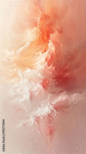  Elegant, emotional abstract art blending white and peach tones in a delicate pattern.
