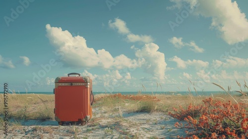 A high-quality stock image of a travel suitcase positioned on the left side, with ample space on the right for text. Ideal for travel and vacation content.