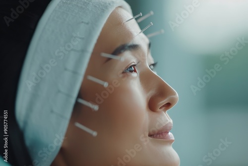 Acupuncture Session in A Dimly Lit Room With Focused Patient