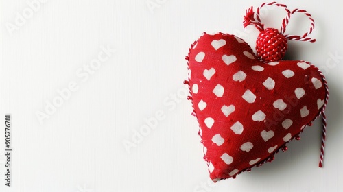Valentine s Day Gift Heart shaped Homemade Toy on White Background