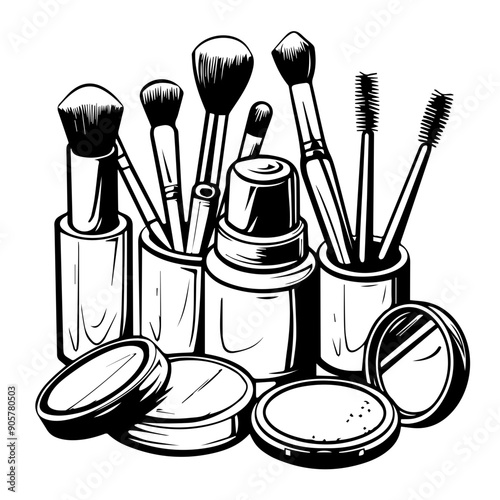 Makeup Accessories Black Vector Illustration