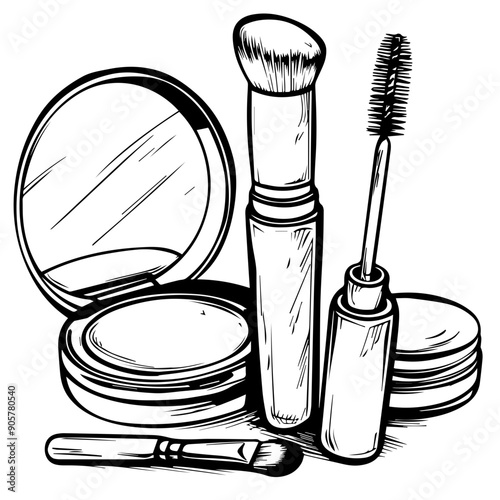 Makeup Accessories Black Vector Illustration