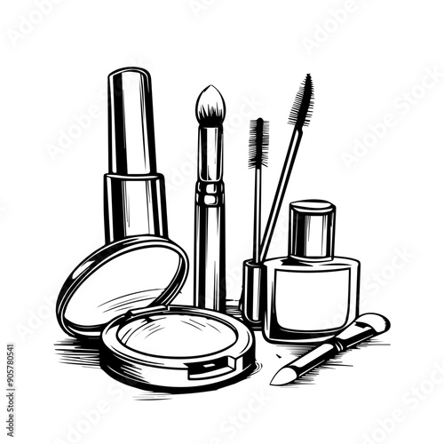 Makeup Accessories Black Vector Illustration