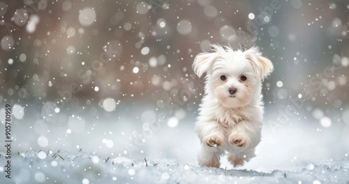 Snowy Day Adventure of a Playful Dog in a Winter Wonderland