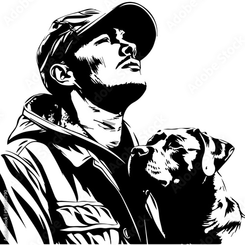 Man with Dog Vector Illustration