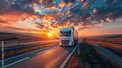 Speeding Lorry on Busy Motorway - Transportation and Logistics in Motion