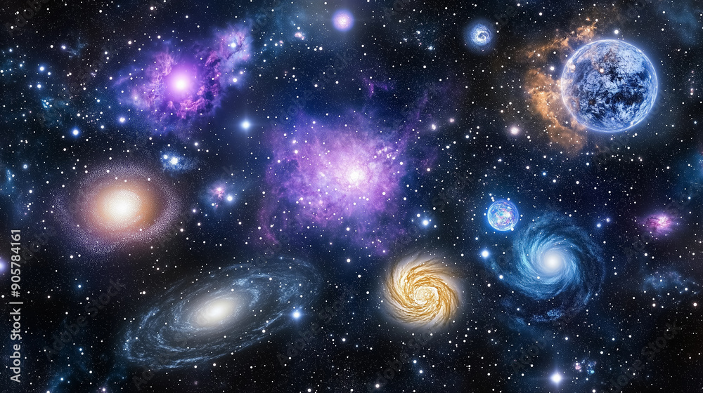 Vast expanse of galaxies and star clusters in the universe, showcasing the breathtaking beauty of outer space with a focus on spiral galaxies and cosmic phenomena. Vast expanse of galaxies and star clusters in the universe, showcasing the breathtaking beauty of outer space with a focus on spiral galaxies and cosmic phenomena.