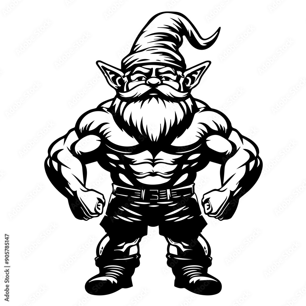 Muscular Gnome Vector Illustration Muscular Gnome Vector Illustration