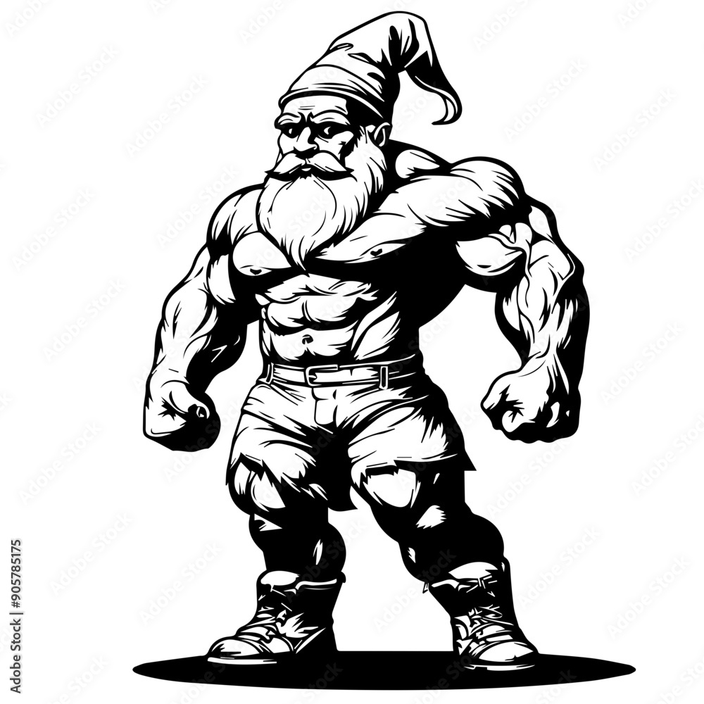 Muscular Gnome Vector Illustration Muscular Gnome Vector Illustration