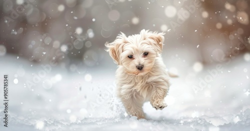 Snowy Day Adventure of a Playful Dog in a Winter Wonderland