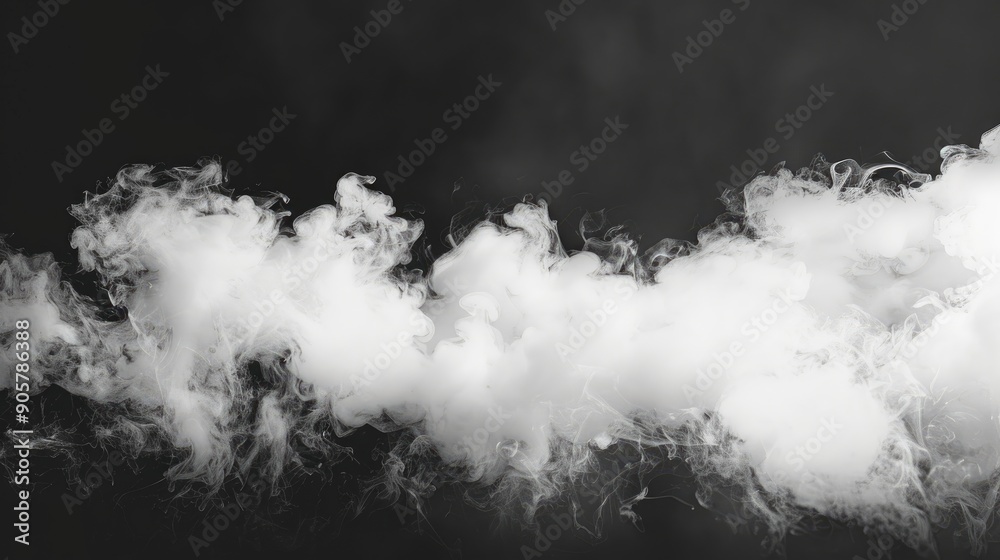 Naklejka premium Abstract white smoke on dark backdrop with text space for pollution theme