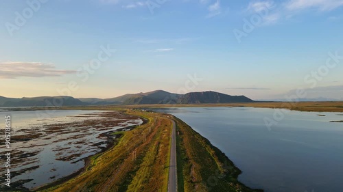 Andoy, or Andoya, summer landscape in Norway. Aerial view of national tourist route on Andoya, Nordland, Norway photo