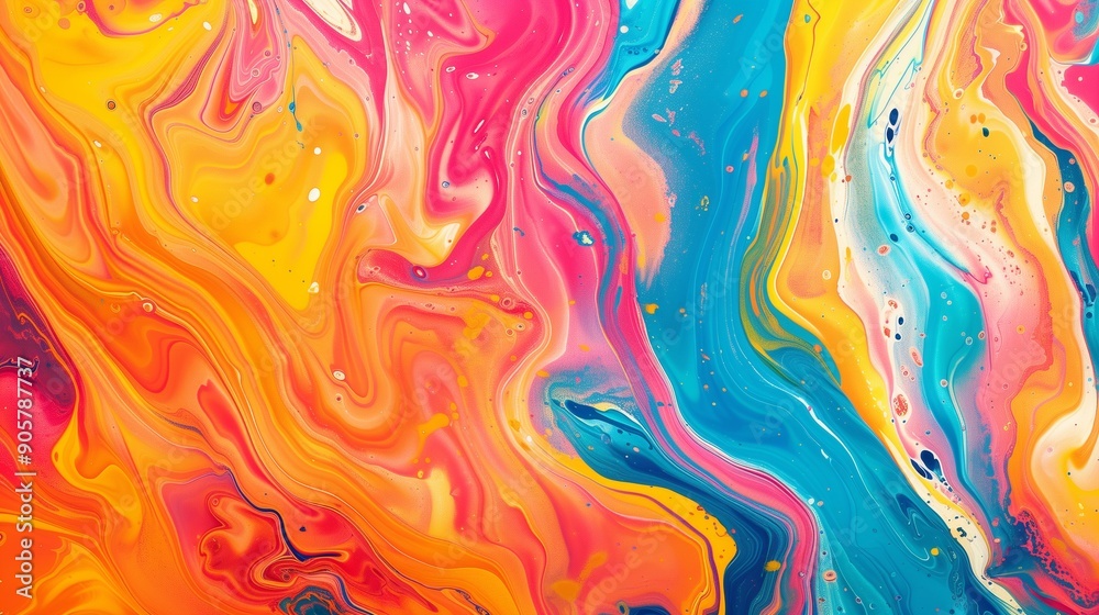 Abstract marbled acrylic paint ink painted waves painting texture colorful background banner - Bold colors, rainbow color swirls wave Generative AI Abstract marbled acrylic paint ink painted waves painting texture colorful background banner - Bold colors, rainbow color swirls wave Generative AI