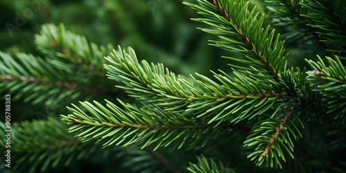 Beautiful Christmas Background with green fir tree brunch close up, Christmas Fir tree brunch textured Background