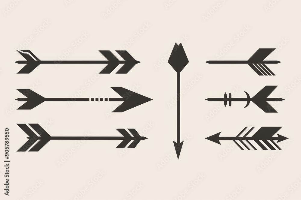Four black arrows arranged on a white background, simple and clean design Four black arrows arranged on a white background, simple and clean design